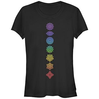 Juniors' Chakras Aligned Rainbow Gradient Fitted Tee