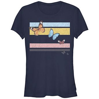 Juniors' Butterfly Retro Lines Fitted Tee