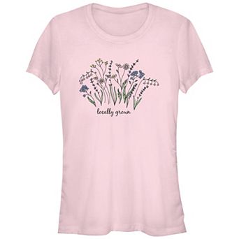 Juniors' Locally Grown Floral Sketches Fitted Tee