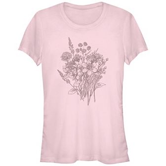 Juniors' Trendy Vintage Bouquet Fitted Tee