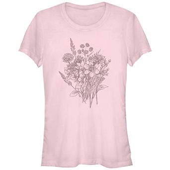 Juniors' Trendy Vintage Bouquet Fitted Tee