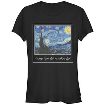 Juniors' Trendy Starry Night By Vincent Van Gogh Fitted Tee