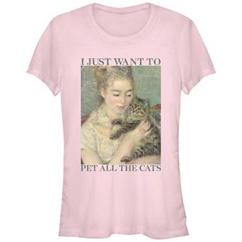 Juniors' I Just Want to Pet All the Cats Fitted Tee