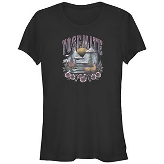 Juniors' Yosemite Mountain Valley Scene Fitted Tee