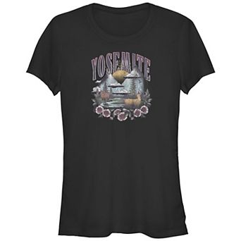 Juniors' Yosemite Mountain Valley Scene Fitted Tee