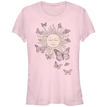 Juniors' Peaceful Sun Monarch Butterflies Fitted Tee