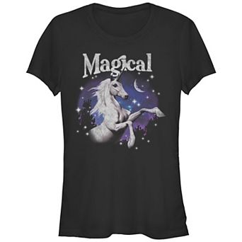 Juniors' Magical Unicorn Stars Moon Fitted Graphic Tee