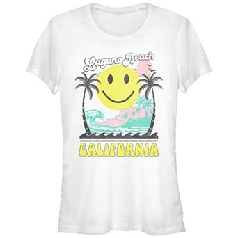 Juniors' Laguna Beach California Happy Face Fitted Graphic Tee