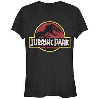 Juniors' Jurassic Park Classic Original Logo Fitted Graphic Tee