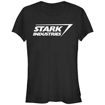 Juniors' Marvel Iron Man Stark Industries Logo Fitted Graphic Tee