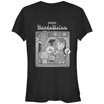 Juniors' Marvel WandaVision Retro Cartoon TV Logo Fitted Graphic Tee