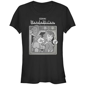 Juniors' Marvel WandaVision Retro Cartoon TV Logo Fitted Graphic Tee