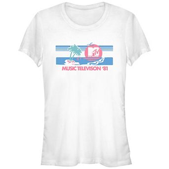 Juniors' MTV Retro '81 Island Logo Sunset Fitted Graphic Tee