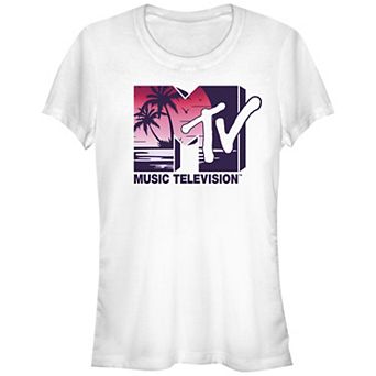 Juniors' MTV Music Television Sunset Beach Logo Fitted Graphic Tee