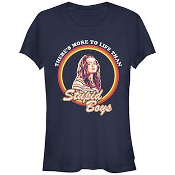 Juniors' Stranger Things Max More To Life Than Stupid Boys Fitted Graphic Tee