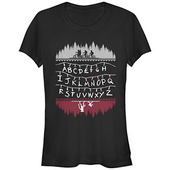 Juniors' Stranger Things Alphabet Lights Fitted Graphic Tee