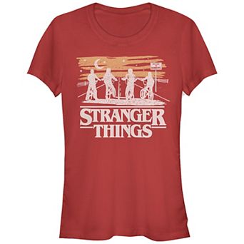 Juniors' Stranger Things Night Silhouettes Fitted Graphic Tee