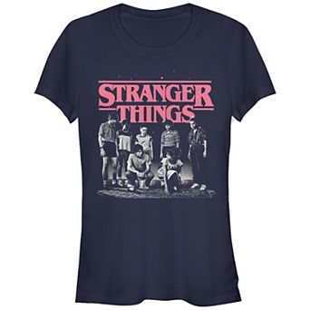 Juniors' Stranger Things Faded Cast Poster Fitted Graphic Tee