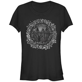Juniors' Stranger Things Into The Upside Down Silhouettes Fitted Graphic Tee