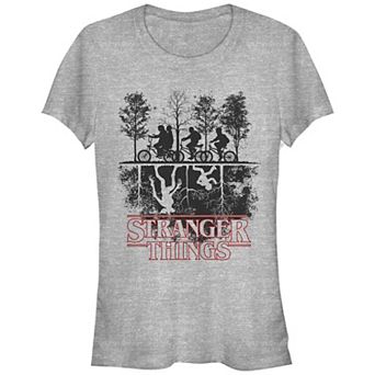 Juniors' Stranger Things The Upside Down Logo Fitted Graphic Tee