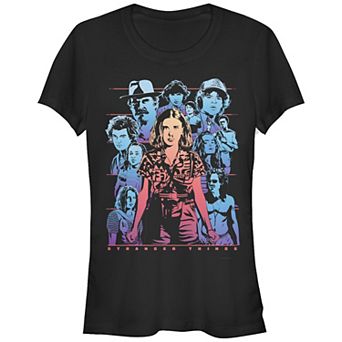 Juniors' Stranger Things Group Shot Populous Gazing Fitted Graphic Tee
