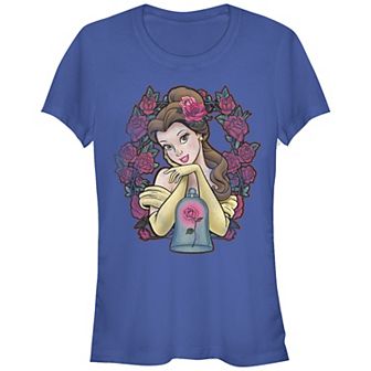 Disney's Beauty And The Beast Belle Roses Juniors' Fitted Graphic Tee