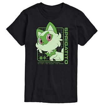 Big & Tall Pokemon Sprigatito Stats Graphic Tee
