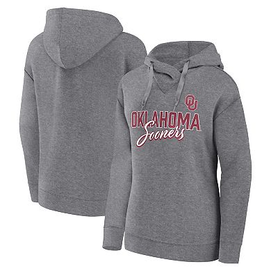Women's Fanatics Branded Heather Gray Oklahoma Sooners Script Favorite Pullover Hoodie