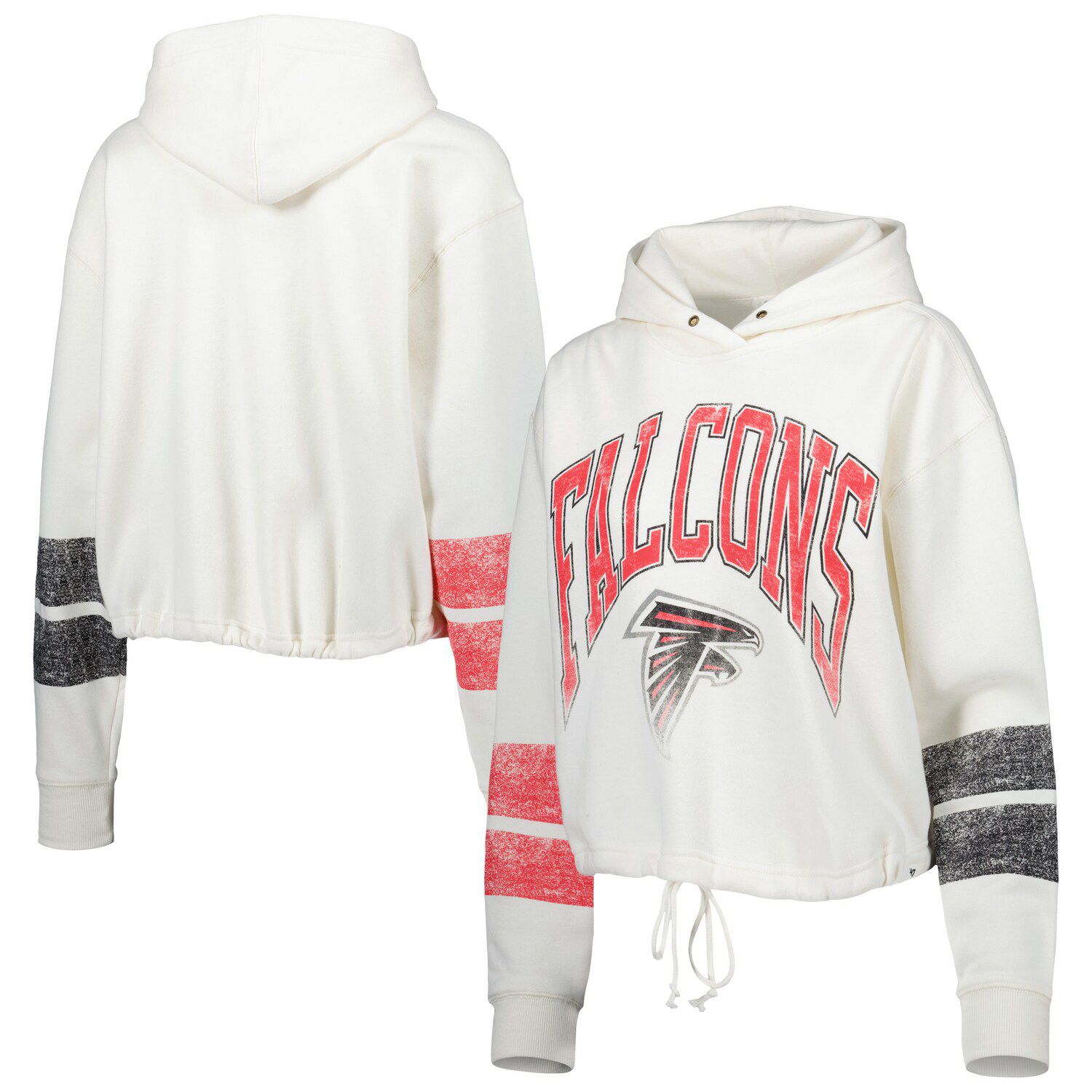 Wear by Erin Andrews Black Atlanta Falcons Modest Cropped Pullover Hoodie