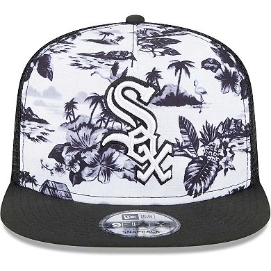Men's New Era White/Black Chicago White Sox Vacay 2.0 A-Frame Trucker 9FIFTY Snapback Hat