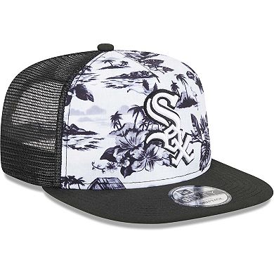 Men's New Era White/Black Chicago White Sox Vacay 2.0 A-Frame Trucker 9FIFTY Snapback Hat