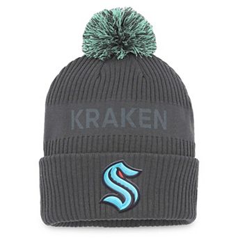 Men's Fanatics Branded Charcoal Seattle Kraken Authentic Pro Home Ice Cuffed Knit Hat with Pom