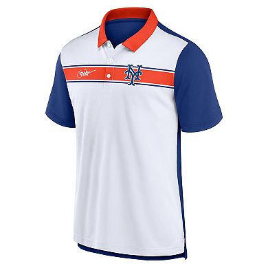 Men's Nike White/Royal New York Mets Rewind Stripe Polo