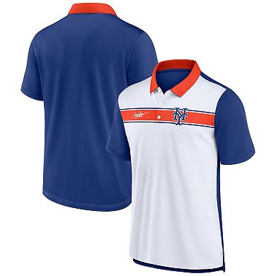 Men's Nike  White/Royal New York Mets Rewind Stripe Polo