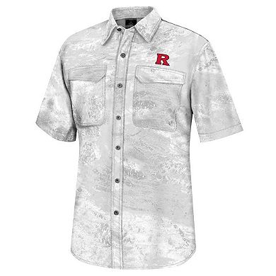 Men's Colosseum White Rutgers Scarlet Knights Realtree Aspect Charter Full-Button Fishing Shirt