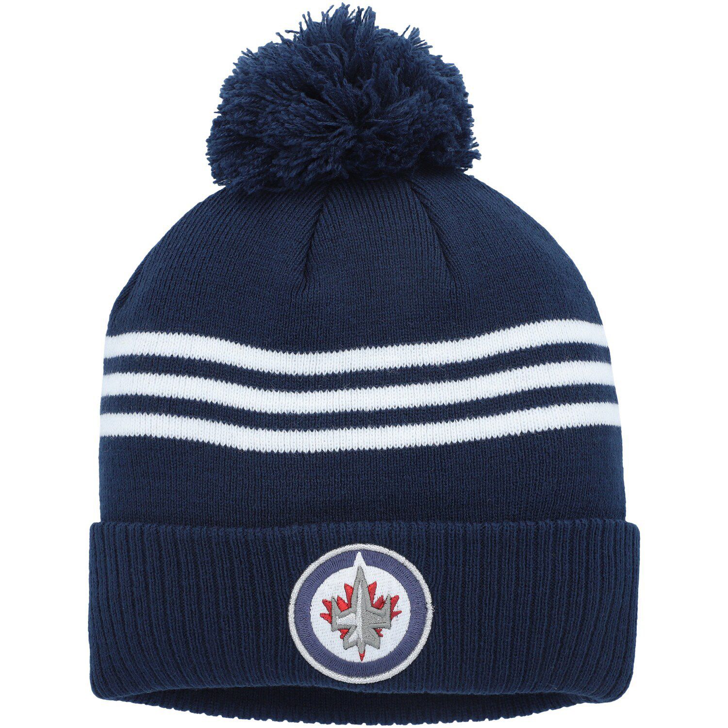 Men's Adidas White Winnipeg Jets Reverse Retro 2.0 Pom Cuffed Knit Hat