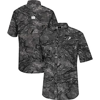 Men's Colosseum Charcoal Providence Friars Realtree Aspect Charter Full-Button Fishing Shirt