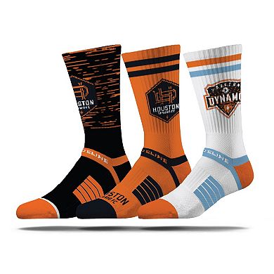 Men's Strideline Houston Dynamo FC Premium 3-Pack Knit Crew Socks Set