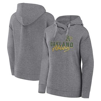 Women's Fanatics Branded Heather Gray Oakland Athletics Script Favorite Pullover Hoodie