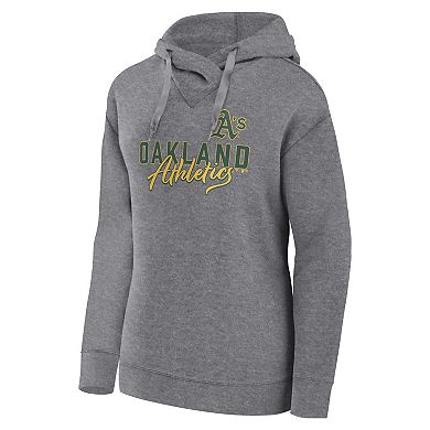 Women's Fanatics Branded Heather Gray Oakland Athletics Script Favorite Pullover Hoodie