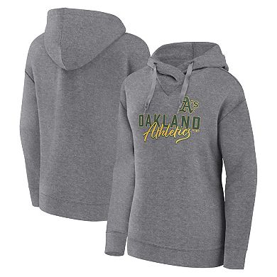 Women's Fanatics Branded Heather Gray Oakland Athletics Script Favorite Pullover Hoodie