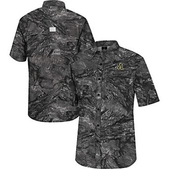 Men's Colosseum Charcoal Appalachian State Mountaineers Realtree Aspect Charter Full-Button Fishing Shirt