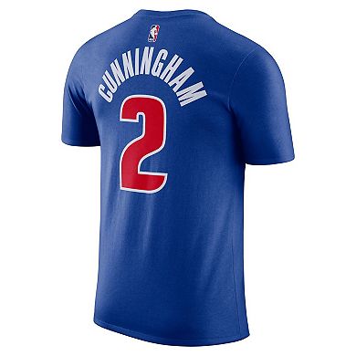 Men's Nike Cade Cunningham Blue Detroit Pistons Icon 2022/23 Name & Number T-Shirt