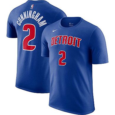 Men's Nike Cade Cunningham Blue Detroit Pistons Icon 2022/23 Name & Number T-Shirt