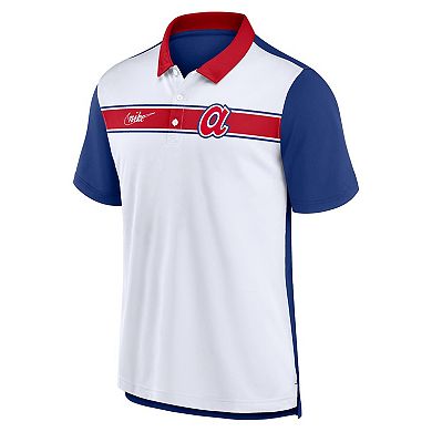 Men's Nike White/Royal Atlanta Braves Rewind Stripe Polo