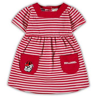 Girls Toddler Little King Red Georgia Bulldogs Square Neck Striped Dress