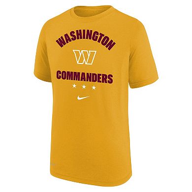 Youth Nike Gold Washington Commanders Team Athletic Performance T-Shirt