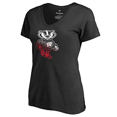 Women's Fanatics Branded Black Wisconsin Badgers Gradient Logo T-Shirt