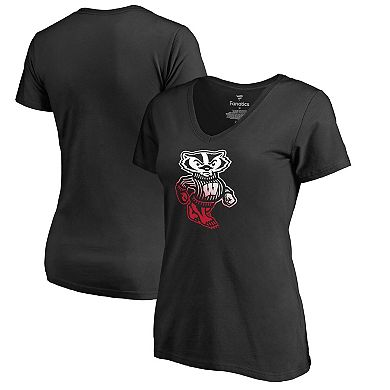 Women's Fanatics Branded Black Wisconsin Badgers Gradient Logo T-Shirt