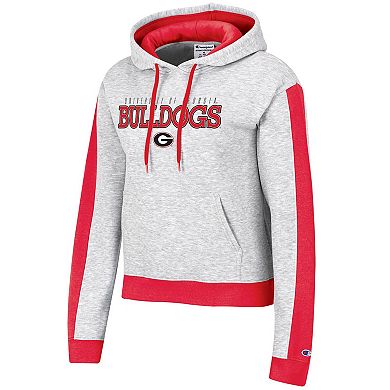 Women's Champion Heathered Gray Georgia Bulldogs Tri-Blend Boxy Cropped Pullover Hoodie